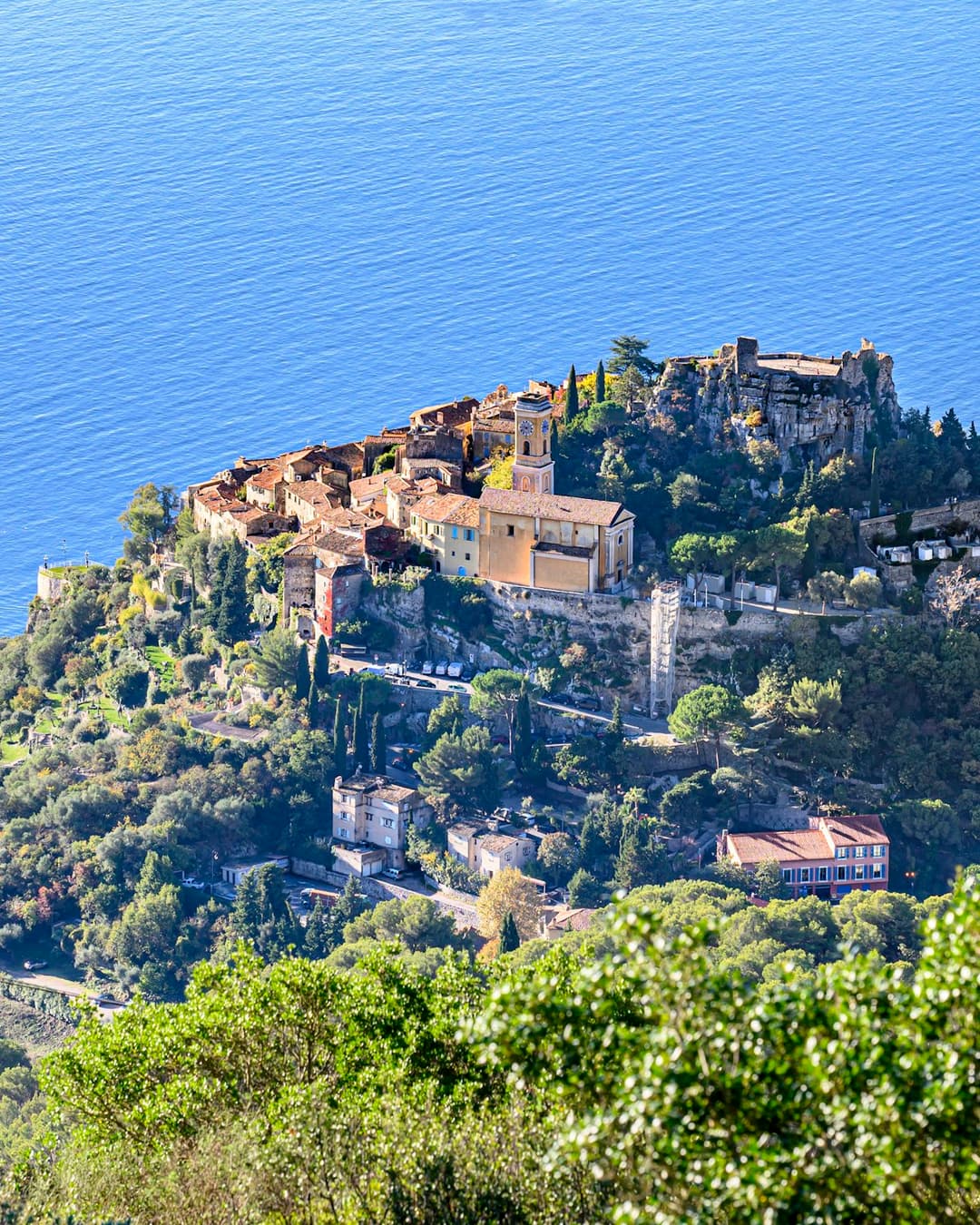 The hilltop village of Eze above the Mediterranean